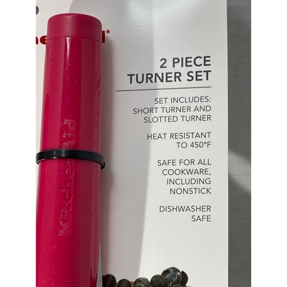 KitchenAid 2 Piece Turner Set With Short & Slotted Turner Heat Resistant Dishwas - Picture 2 of 6